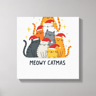 Meowy Catmas Cat Christmas Tree Xmas (4) Canvas Print