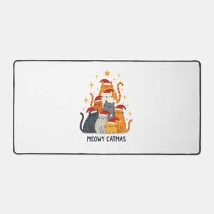 Meowy Catmas Cat Christmas Tree Xmas (4) Desk Mat
