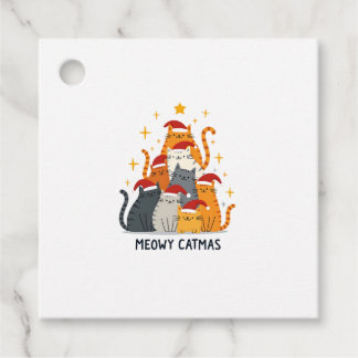 Meowy Catmas Cat Christmas Tree Xmas (4) Favor Tags
