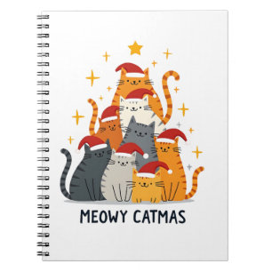 Meowy Catmas Cat Christmas Tree Xmas (4) Notebook