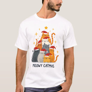 Meowy Catmas Cat Christmas Tree Xmas (4) T-Shirt