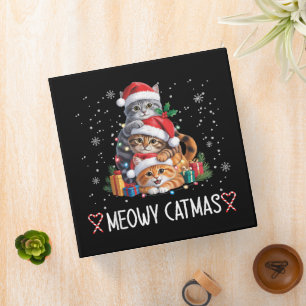 Meowy Catmas Cat Christmas Tree Xmas Funny 3 Ring Binder