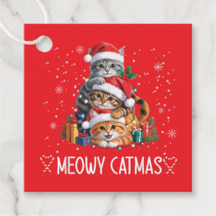 Meowy Catmas Cat Christmas Tree Xmas Funny Favor Tags
