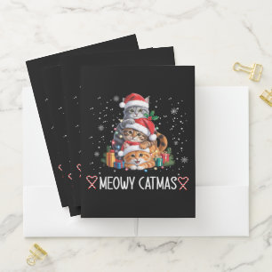 Meowy Catmas Cat Christmas Tree Xmas Funny Pocket Folder
