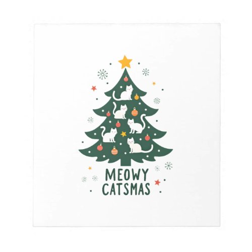 Meowy Catmas Cat Christmas Tree Xmas Funny Santa C Notepad