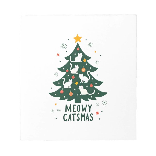 Meowy Catmas Cat Christmas Tree Xmas Funny Santa C Notepad (Front)