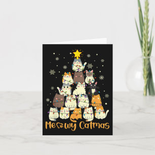 Meowy Catmas Cat Christmas Tree Xmas Girls Boys Fu Card