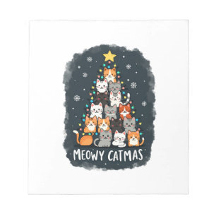 Meowy Catmas Cat Christmas Tree Xmas Girls Boys Fu Notepad