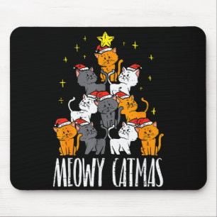 Meowy Catmas Cat Christmas Tree Xmas Pajamas Pjs W Mouse Pad