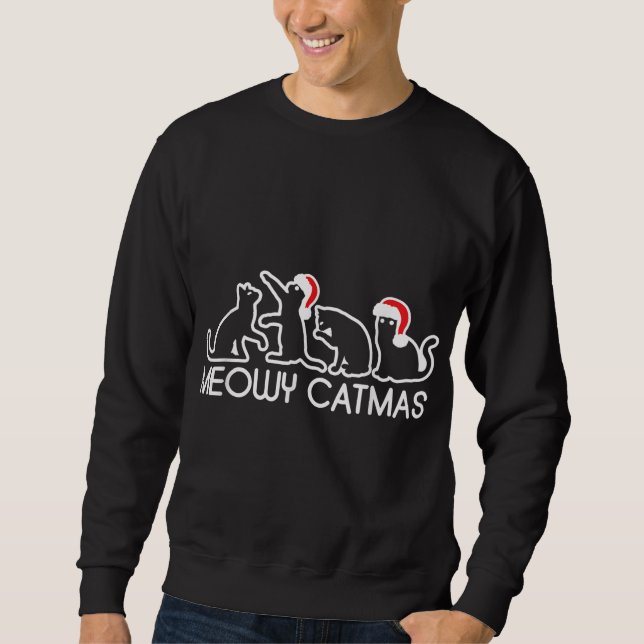Meowy Catmas Cat Lover Xmas Sweatshirt (Front)
