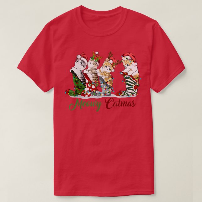 Meowy Catmas Cat socks Christmas funny Xmas Kids G T-Shirt (Design Front)