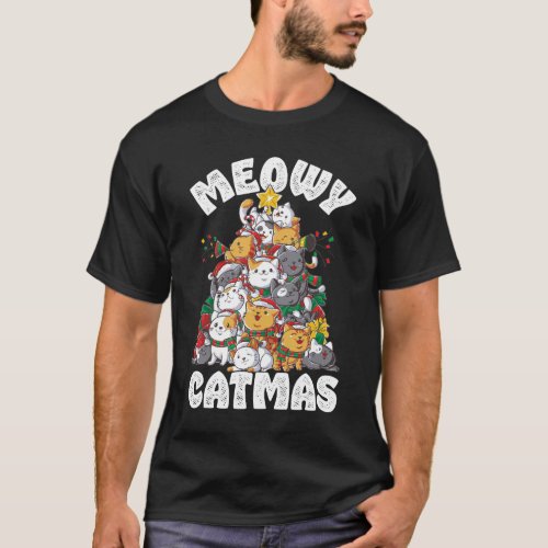 Meowy Catmas Cat Tree T_Shirt