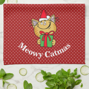 Meowy Catmas Christmas Cat Kitchen Towel