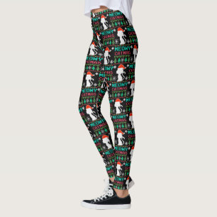 Meowy Catmas Christmas Santa Cat Ugly Sweater Leggings