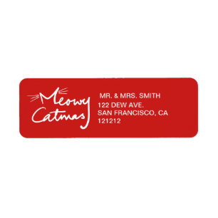 Meowy Catmas Custom Cat Christmas Return Address Label