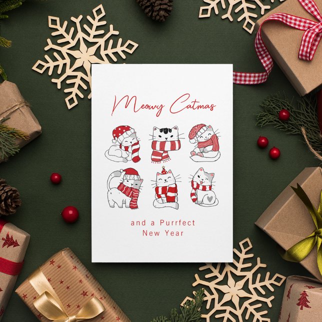 Meowy Catmas Cute Cats Christmas Holiday Card (Creator Uploaded)