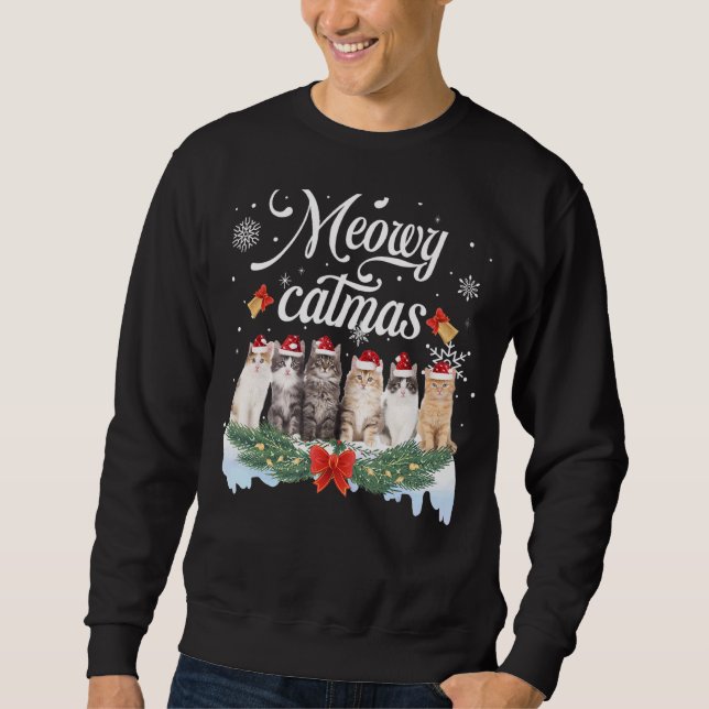 Meowy Catmas Family Matching Christmas Pajamas San Sweatshirt (Front)