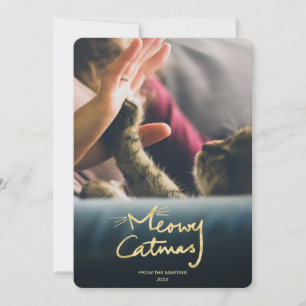 Meowy Catmas Funny Cat Christmas Photo Card