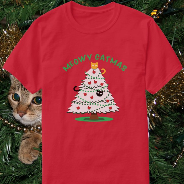Meowy Catmas | Funny Christmas Tree Cats T-Shirt (Creator Uploaded)