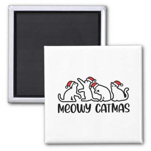 Meowy Catmas Funny Santa Cats Xmas Season Magnet