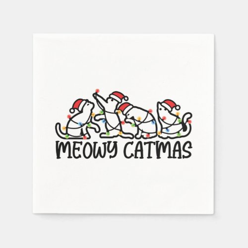 Meowy Catmas Funny Santa Cats Xmas Season Napkins