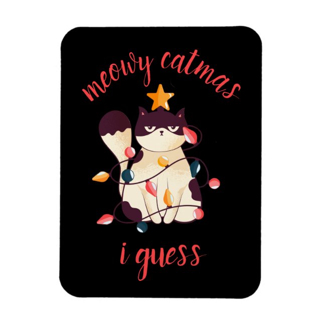 Meowy Catmas Funny Sarcastic Cat Lover Christmas  Magnet (Vertical)