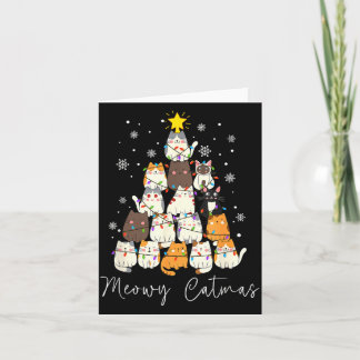 Meowy Catmas Light Santa Funny Christmas Cat Lover Card