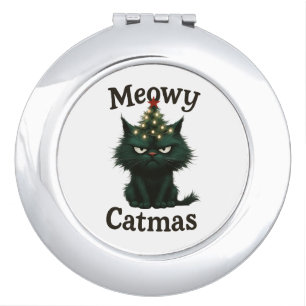 Meowy Catmas Moody cat Compact Mirror