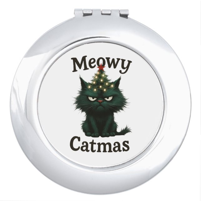 Meowy Catmas Moody cat Compact Mirror (Front)