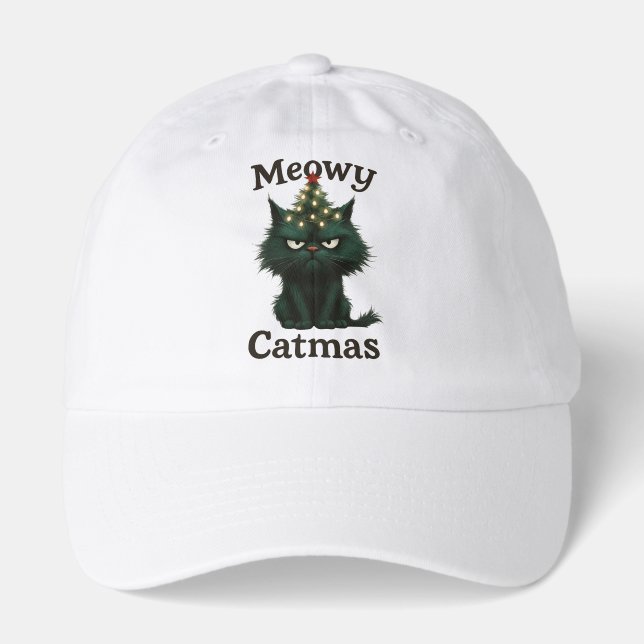 Meowy Catmas Moody cat Hat (Front)