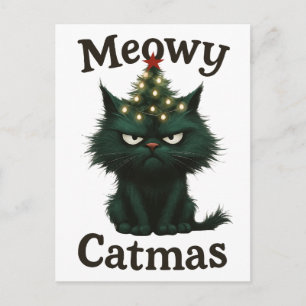 Meowy Catmas Moody cat Postcard