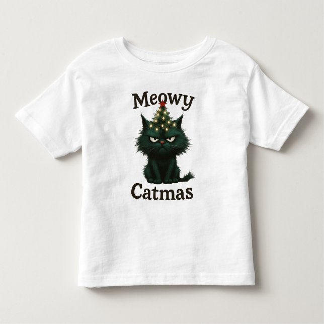 Meowy Catmas Moody cat Toddler T-shirt (Front)