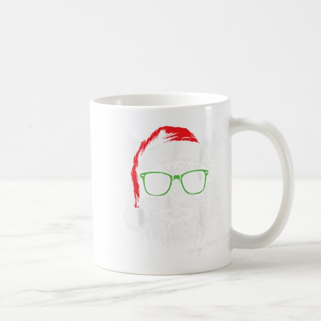 Meowy Catmas Santa Hat Cute Cat Christmas Pajamas  Coffee Mug (Right)