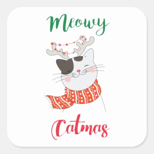 Meowy Catmas Square Sticker