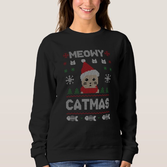 Meowy Catmas Ugly Christmas Sweater (Front)