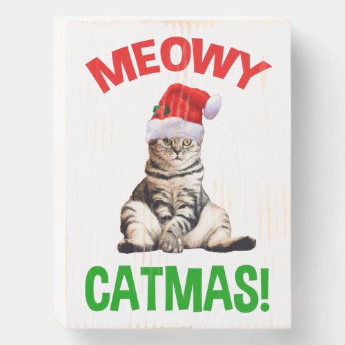 Meowy Catmas Wooden Box Sign