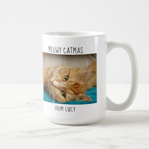 Meowy Catmas Worlds Greatest Cat Mom name photo Coffee Mug
