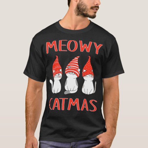 Meowy Catmas Xmas Cute Kawaii Cat Christmas Gnome  T_Shirt