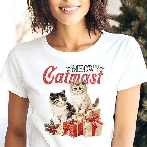 Meowy Catmast Cute Christmas Cats Tri_Blend Shirt