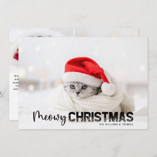 Meowy Christmas 3 Photo Cat Lover Pet Holiday Card