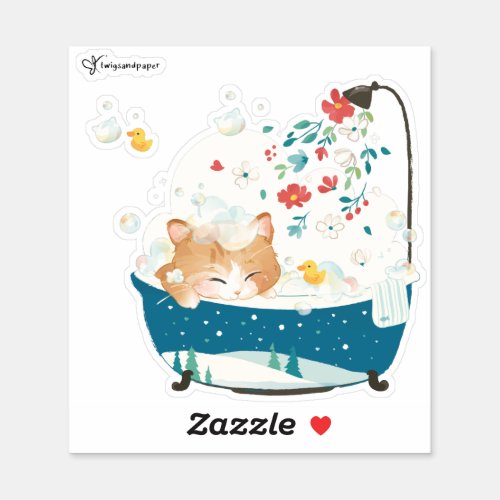 Meowy Christmas a Kitty Cat Bubble Bath Sticker