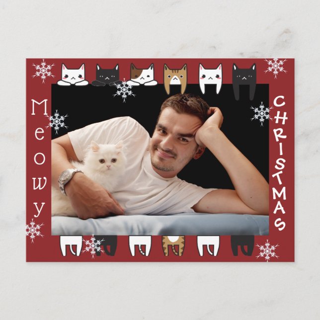 Meowy Christmas Add Photo Holiday Postcard (Front)