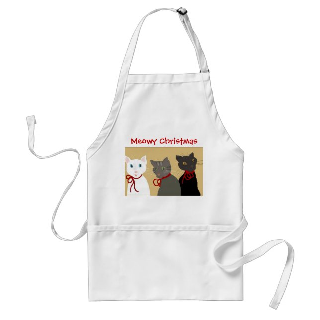Meowy Christmas Adult Apron (Front)