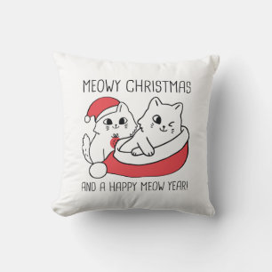 Meowy Christmas And A Happy Meow Year Throw Pillow
