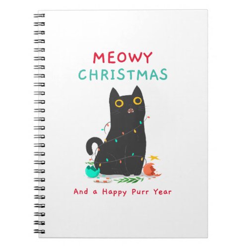 Meowy christmas and a happy purr year notebook