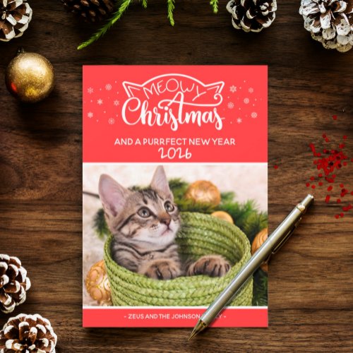 Meowy Christmas and a purrfect new year photo card