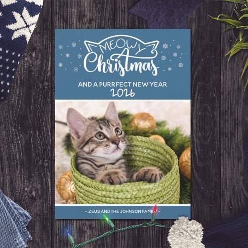 Meowy Christmas and a purrfect new year photo card