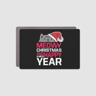 Meowy Christmas and Happy New Year Car Magnet