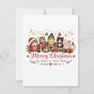 Meowy Christmas and Purr New Year Invitation