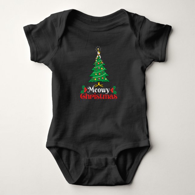 Meowy Christmas  Baby Bodysuit (Front)